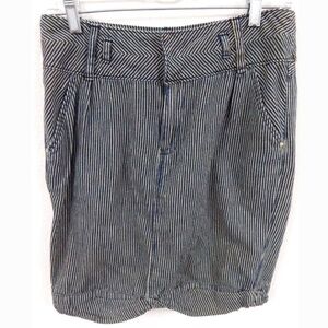 Ett Twa Anthropologie Striped Denim Pencil Skirt